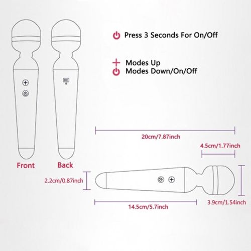 Wand Massager Rechargeable Handheld Cordless Portable Body Vibrator For Women